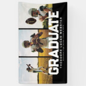 3つの写真生はっきりした成者スポーティな黒の卒業 横断幕 (縦)