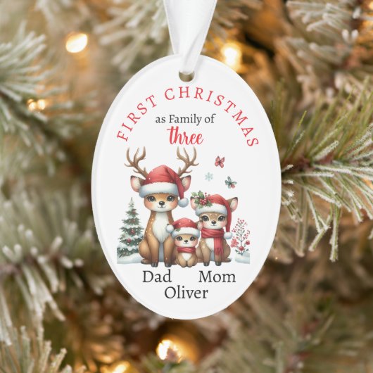 3つの初めてのクリスマス家族Keepsake写真 オーナメント (ツリー)