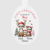 3つの初めてのクリスマス家族Keepsake写真 オーナメント (正面)