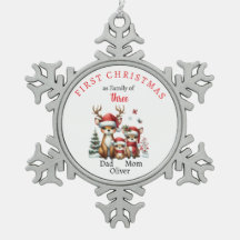 3つの初めてのクリスマス家族Keepsake写真