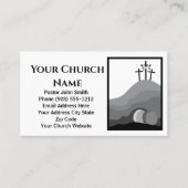 3つの十字型の空の墓白黒教会の牧師 名刺 (正面)