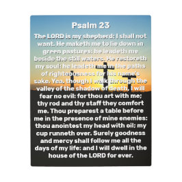 3つの十字架Psalm 23サンセットクリスチャンウォールアート メタルプリント
