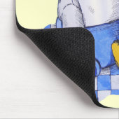 3つの古いテディ付きの青いチェックピクニッククロス マウスパッド (コーナー)