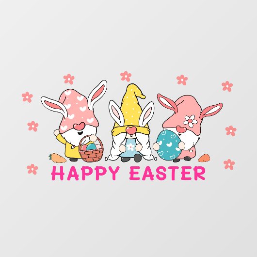 3つの可愛いイースターバニー格言とウサギの耳 ウィンドウサイン (シート)