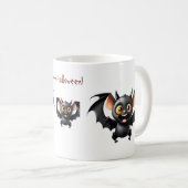 3つの可愛い飛んでいるこうもりハロウィーン コーヒーマグカップ (正面右)