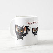 3つの可愛い飛んでいるこうもりハロウィーン コーヒーマグカップ (正面左)