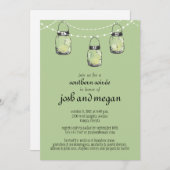 3つの吊るされたメイソンジャー - 婚約パーティー 招待状 (正面/裏面)