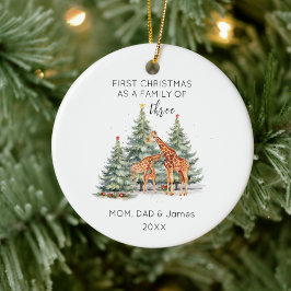 3つの名前の最初のクリスマスファミリーかわいいキリン セラミックオーナメント