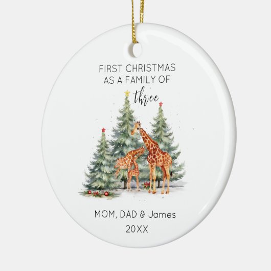 3つの名前の最初のクリスマスファミリーかわいいキリン セラミックオーナメント (左)