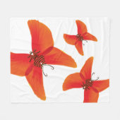 3つの名前を持つオレンジ色の赤いポピー蝶 フリースブランケット (正面(横))