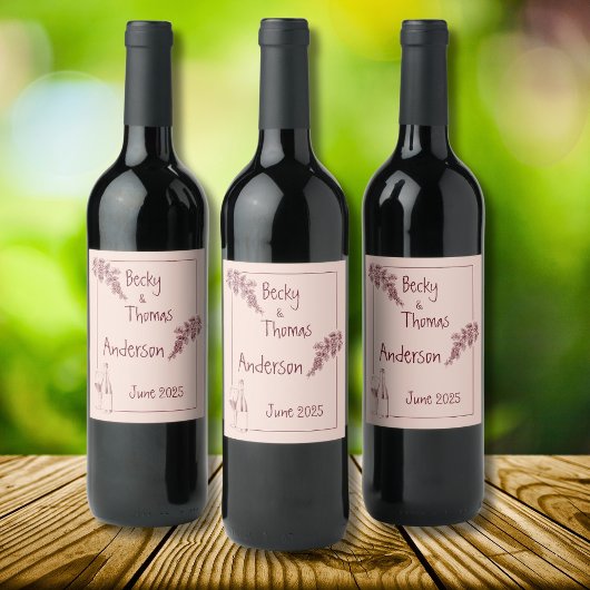3つの名前を持つ単純デザイン ワインラベル