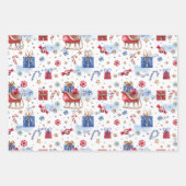 3つの名前,一致する青の赤19x29,冬の休日 ラッピングペーパーシート (正面3)