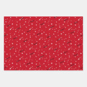 3つの名前,赤とジンジャーブレッドマンパターン休日 ラッピングペーパーシート (正面3)