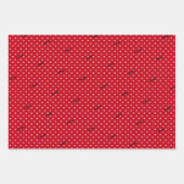 3つの名前,赤とジンジャーブレッドマンパターン休日 ラッピングペーパーシート (正面)