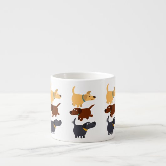 3つの味の可愛い漫画のラブラドールエスプレッソマグ エスプレッソカップ (正面)