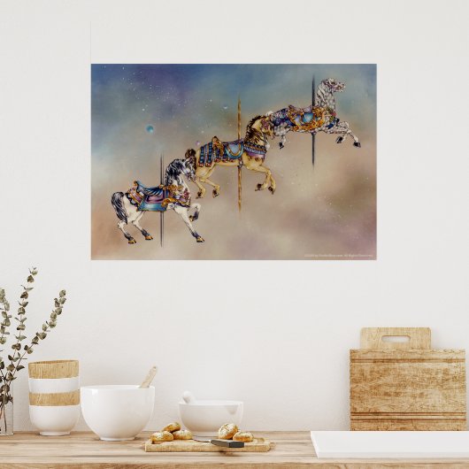 3つの回転木馬馬のポスター、ファインアート ポスター (キッチン)