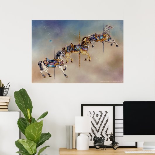 3つの回転木馬馬のポスター、ファインアート ポスター (ホームオフィス)