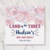 3つの土地!7月4日の3歳の誕生日パーティー フェイバータグ (正面)