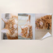 3つの大きな写真コラージュ ビーチタオル (正面)