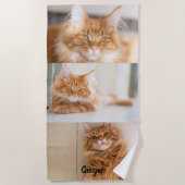 3つの大きな写真コラージュ ビーチタオル (正面)