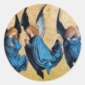 3つの天使で青いクリスマス休暇 ラウンドシール (正面)