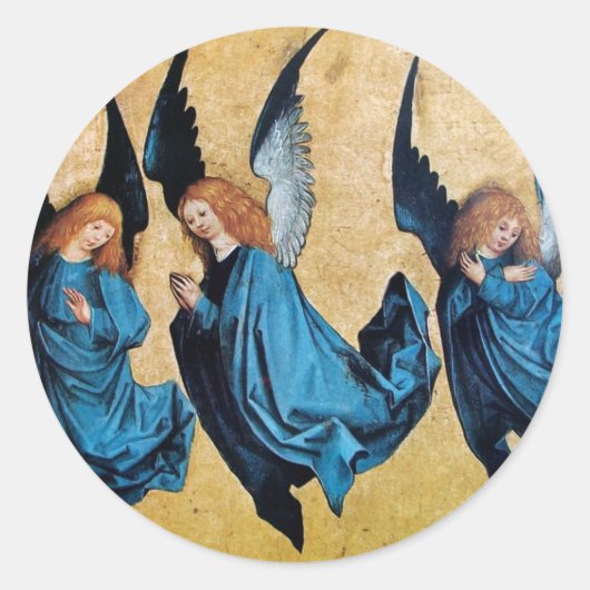 3つの天使で青いクリスマス休暇 ラウンドシール (正面)