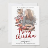 3つの妊娠写真のブラシ付き赤い家族 シーズンカード (正面)