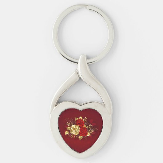 3つの宝飾ローズ キーホルダー (正面)