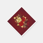 3つの宝飾ローズ スタンダードカクテルナプキン (角)
