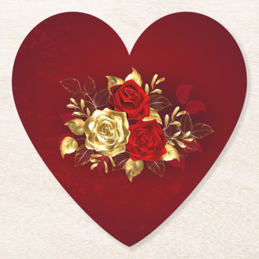 3つの宝飾ローズ ペーパーコースター (正面)