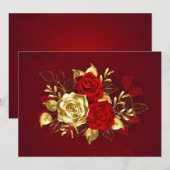 3つの宝飾ローズ 招待状 (正面/裏面)