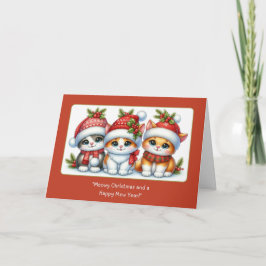 3つの小さなクリスマス猫ちゃんが座っかわいらして ノートカード