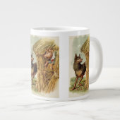 3つの小さな豚の大きな悪い狼、ヴィンテージ童話 ジャンボコーヒーマグカップ (正面右)