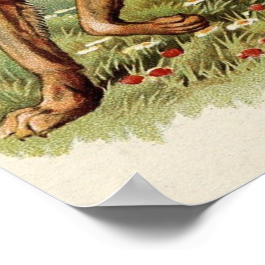 3つの小さな豚の大きな悪い狼、ヴィンテージ童話 ポスター (角)