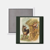 3つの小さな豚の大きな悪い狼、ヴィンテージ童話 マグネット (正面/裏面)