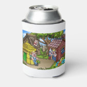 3つの小さな豚の漫画のシーンのおとぎ話 缶クーラー (缶裏面)