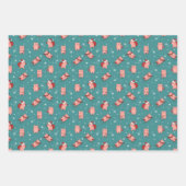 3つの小さな豚クリスマスラッピング紙3パック ラッピングペーパーシート (正面)