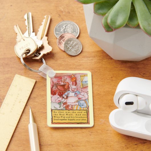 3つの小さな豚料理ウルフ、ヴィンテージ童話 キーホルダー (デスク)