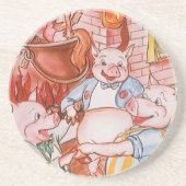 3つの小さな豚料理ウルフ、ヴィンテージ童話 コースター (正面)