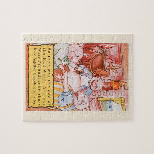 3つの小さな豚料理ウルフ、ヴィンテージ童話 ジグソーパズル (横)