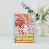 3つの小さな豚料理ウルフ、ヴィンテージ童話 ポストカード (スタンド正面)