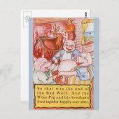 3つの小さな豚料理ウルフ、ヴィンテージ童話 ポストカード (正面/裏面)