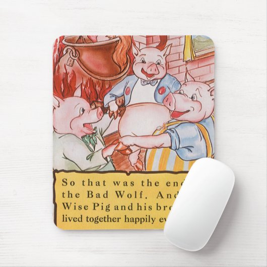 3つの小さな豚料理ウルフ、ヴィンテージ童話 マウスパッド (マウス)