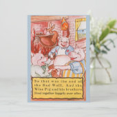 3つの小さな豚料理ウルフ、ヴィンテージ童話 招待状 (スタンド正面)