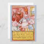 3つの小さな豚料理ウルフ、ヴィンテージ童話 招待状 (正面/裏面)