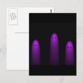 3つの幽霊(暗い赤紫色) ポストカード (正面/裏面)