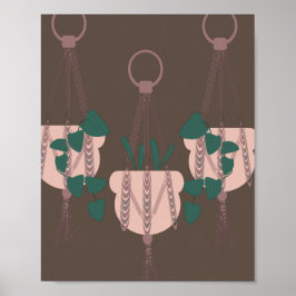 3つの引き回しぶら下がった植物の緑の茶色のウォールアート ポスター
