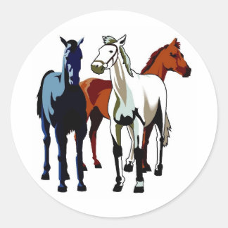 3つの強い馬赤白青 ラウンドシール