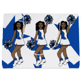 3つの応援カスタム抱き枕ブルー#1 ラージペーパーバッグ (正面)