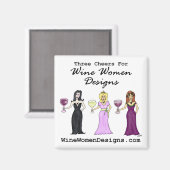 3つの応援ワイン女性のためのデザインマグネット マグネット (正面/裏面)